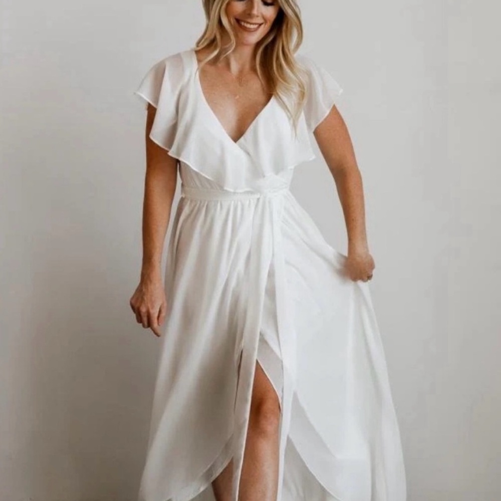 NWT White ruffle maxi dress